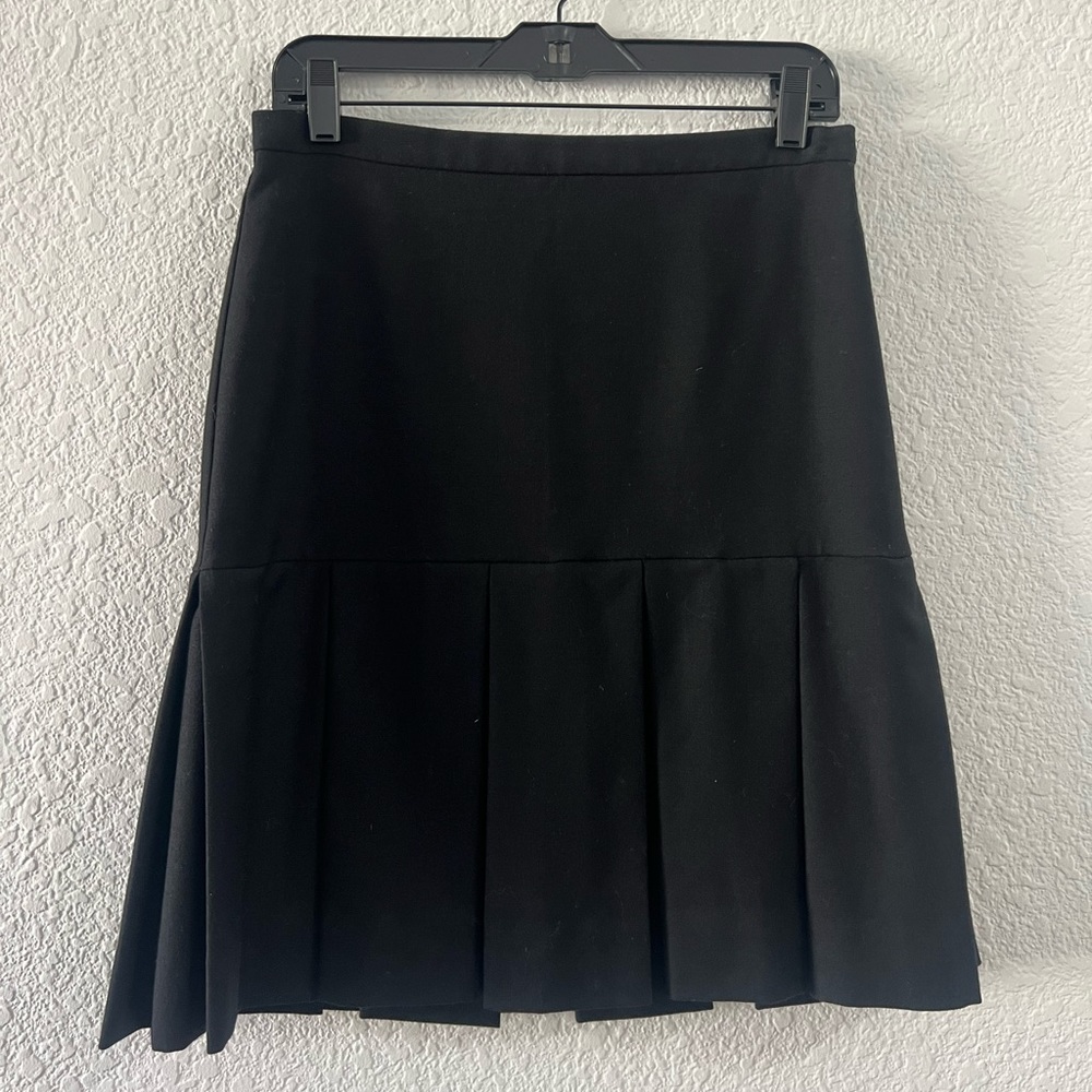 J. Crew Black Pleated A-Line Skirt